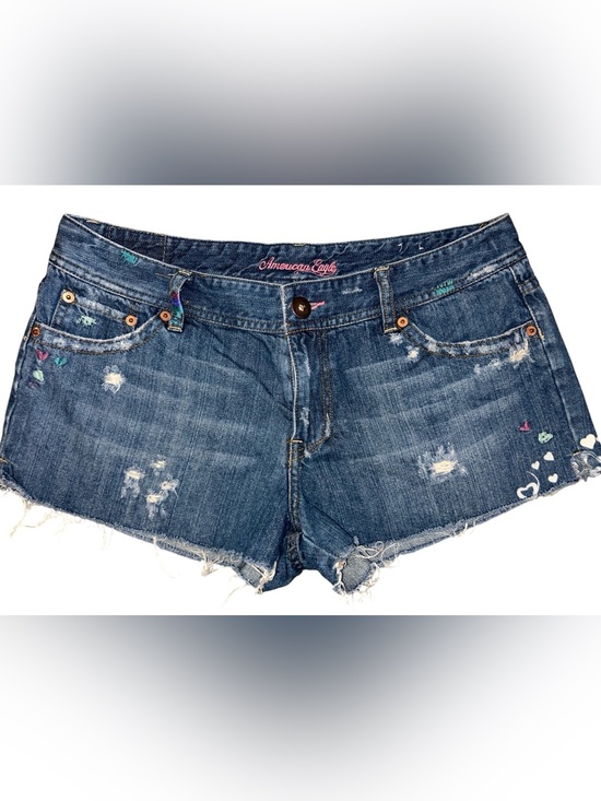 American Eagle Outfitters Pants - Y2K American Eagle Micro Shorts Distressed Embroidered Raw Hem Women’s Size 12